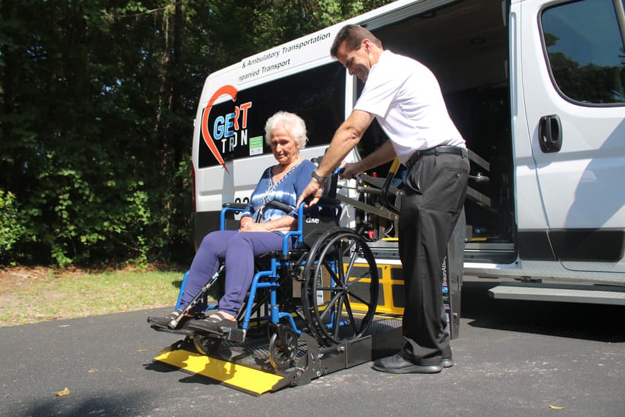 Client in Wheelchair entering Transportation Van